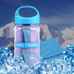 Super Breathable Cooling Effect Towel with Storage Bottle for Sports Gym Workout (Light Blue)