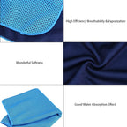 Super Breathable Cooling Effect Towel with Storage Bottle for Sports Gym Workout (Light Blue)