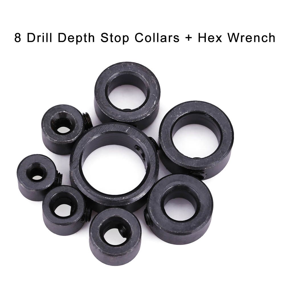 8pcs/set 3~16mm Drill Depth Stop Collars Assortment Set with Hex Wrench Woodworking Tool