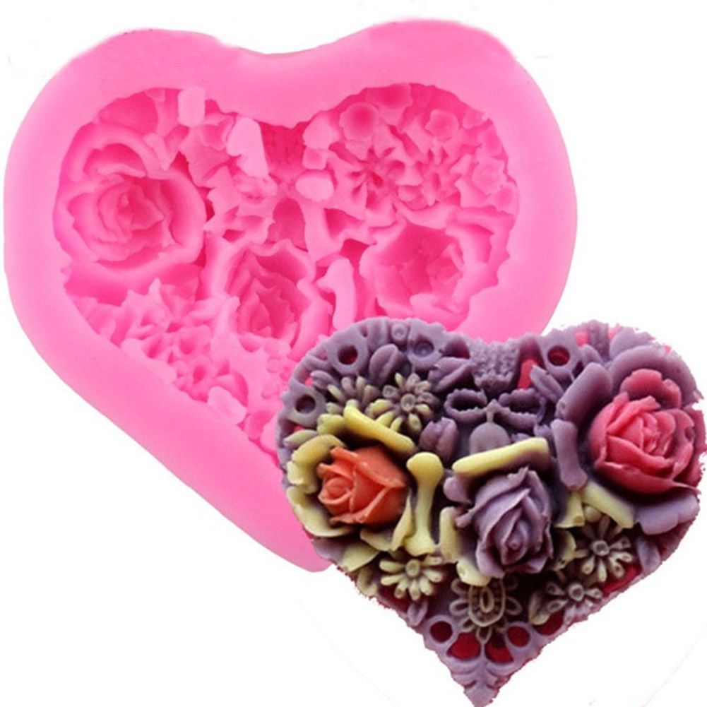 Heart shaped Silicone Mould Washable Heat Resistant Mold for Chocolate Dessert Cookie