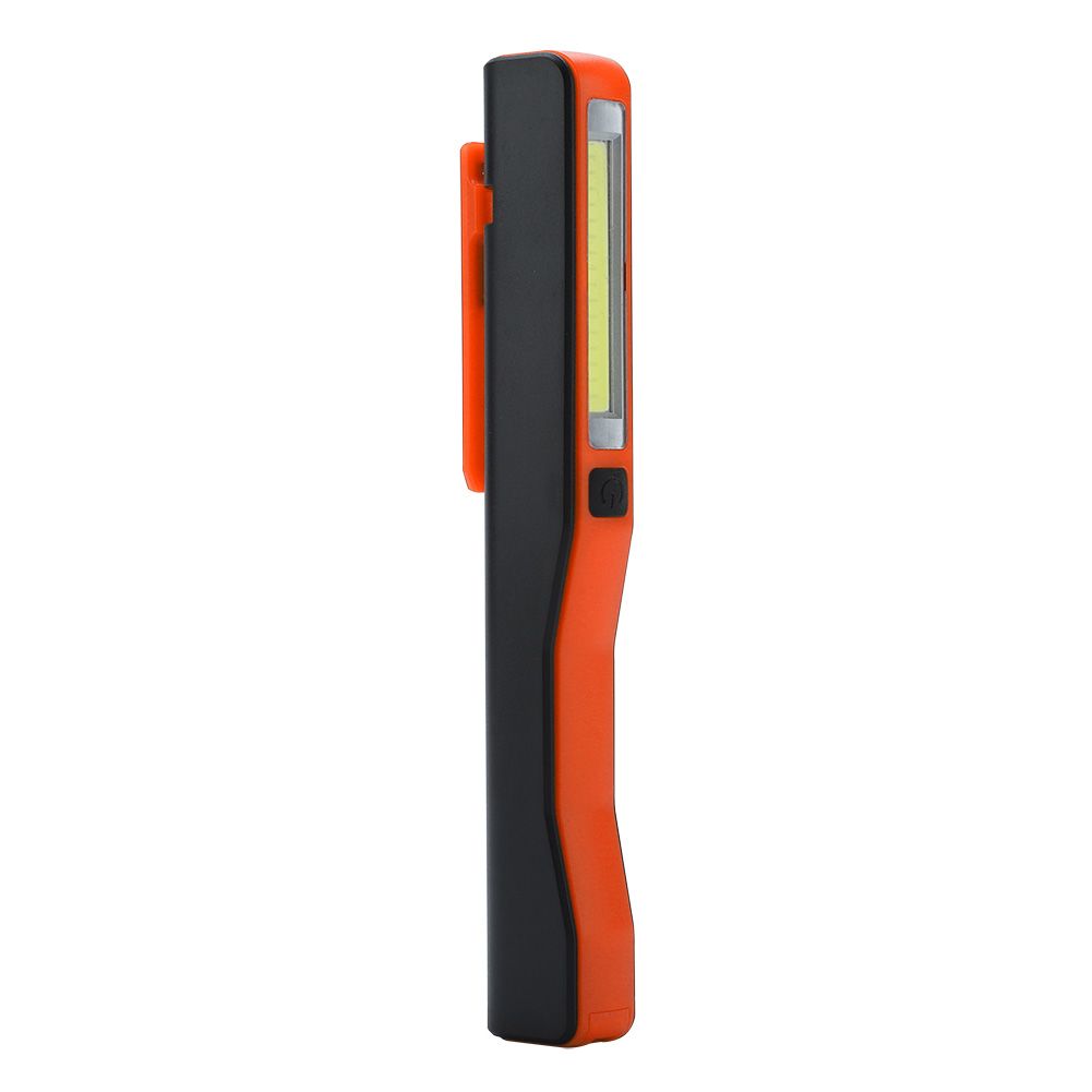 Rechargeable COB LED Flashlight Hand Pocket Pen Work Light with Magnetic Rotating Clip Orange