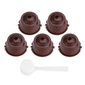 5Pcs Food Grade Pp 304 Stainless Steel Reusable Refillable Coffee Capsule Filter (Brown)