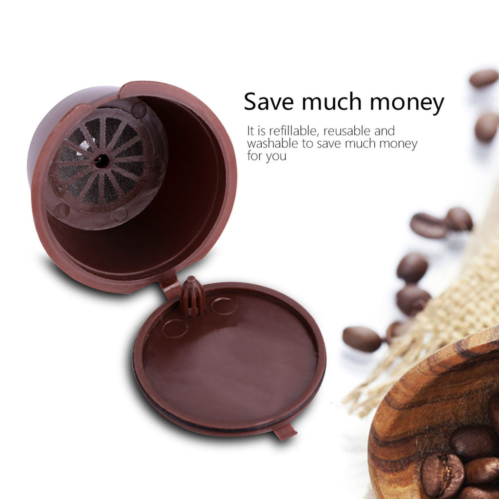 5Pcs Food Grade Pp 304 Stainless Steel Reusable Refillable Coffee Capsule Filter (Brown)