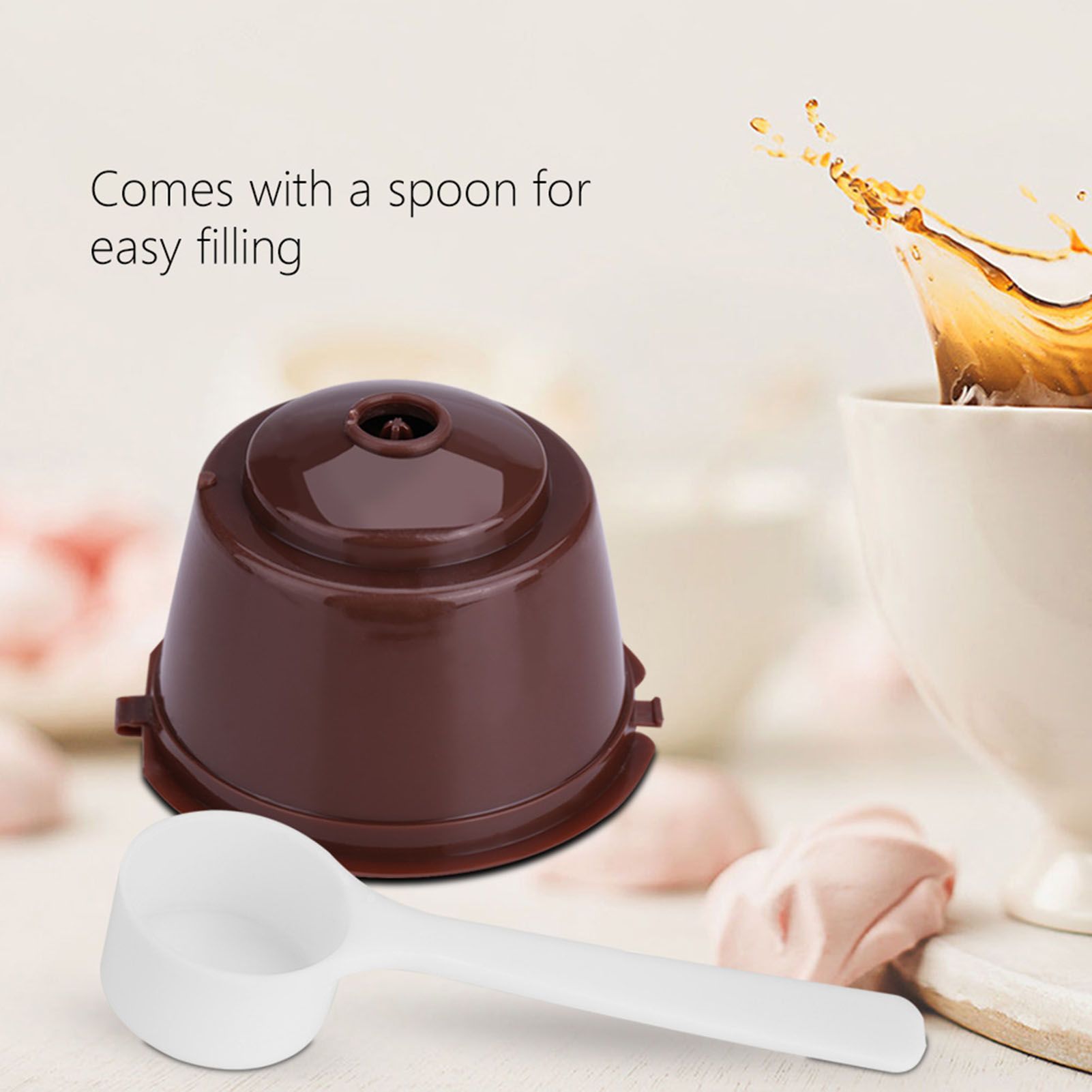 5Pcs Food Grade Pp 304 Stainless Steel Reusable Refillable Coffee Capsule Filter (Brown)