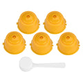 5Pcs Food Grade Pp 304 Stainless Steel Reusable Refillable Coffee Capsule Filter (Yellow)