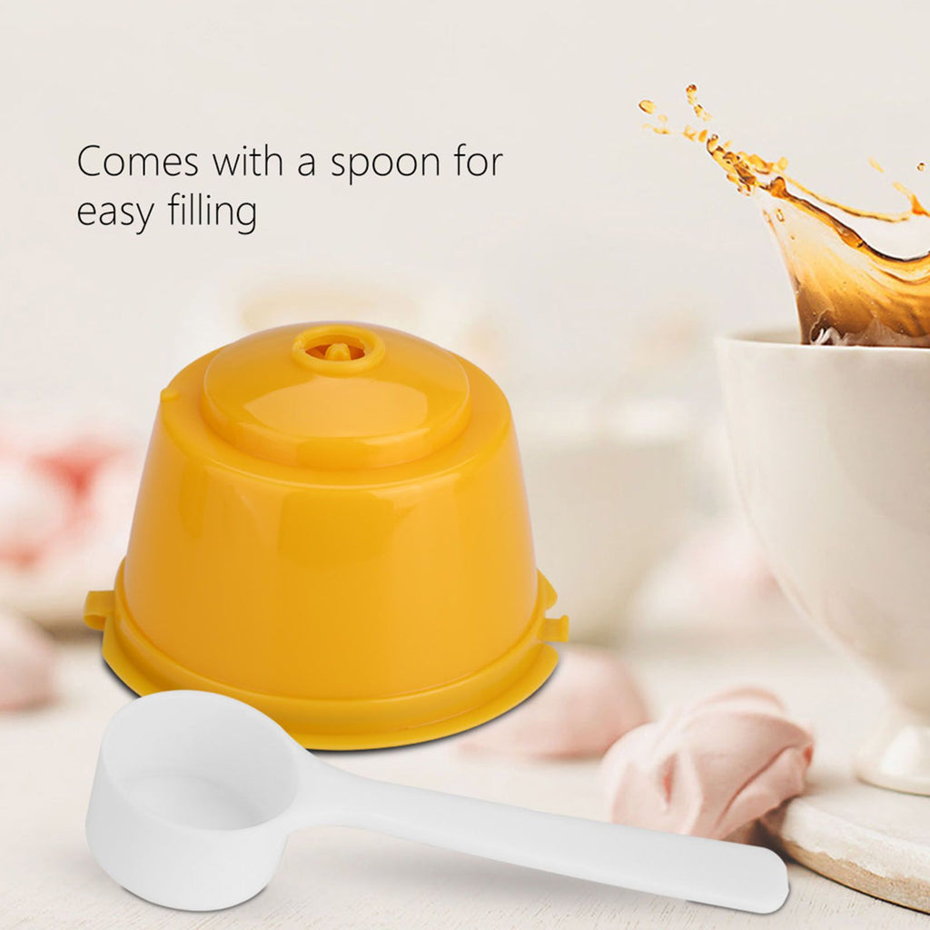 5Pcs Food Grade Pp 304 Stainless Steel Reusable Refillable Coffee Capsule Filter (Yellow)