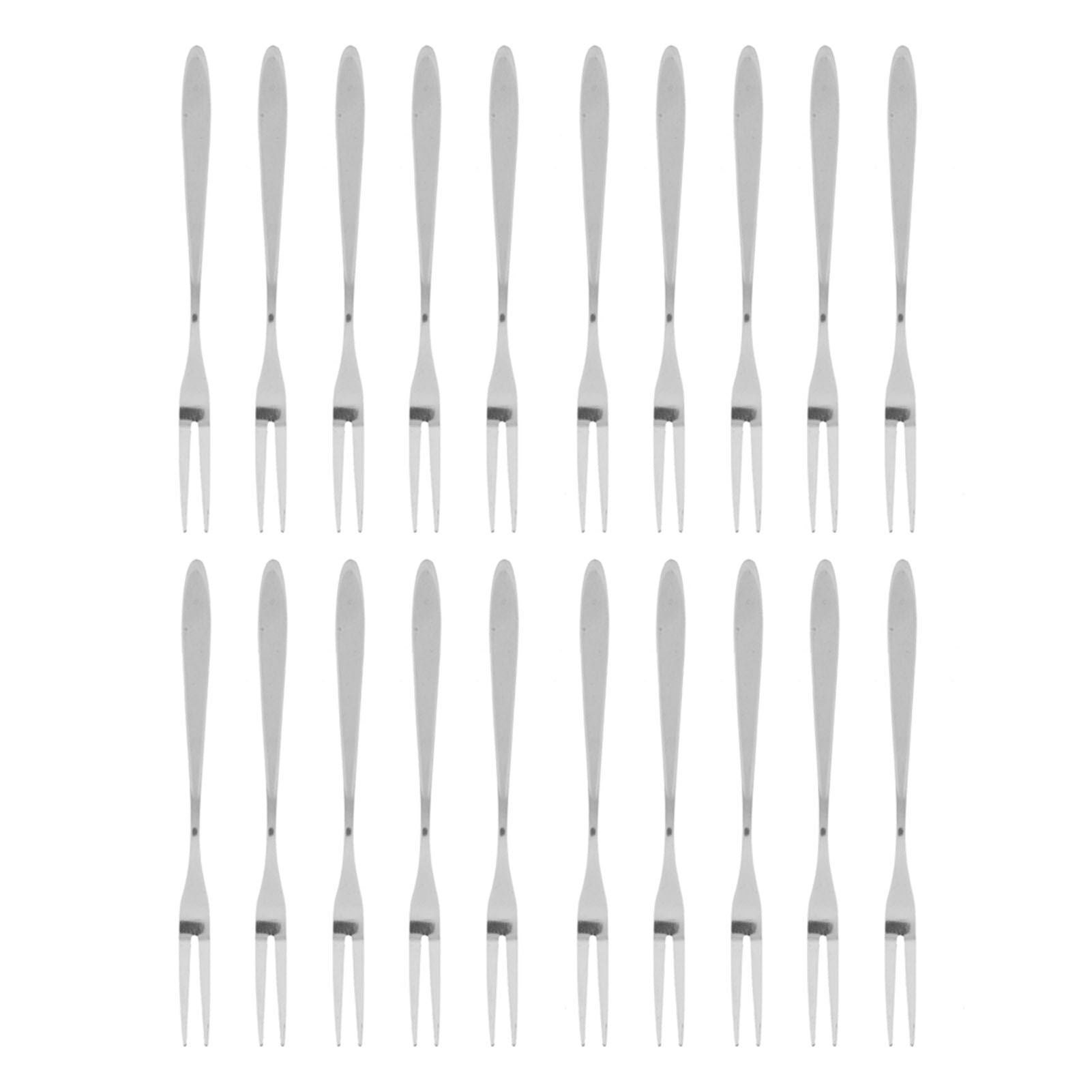 20Pcs/set Stainless Steel Fruit Fork Comfortable Long Handle Cake Desert Fruit Serving Forks