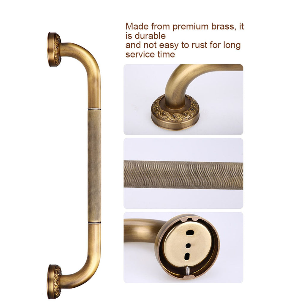 Antique Style Brass Carved Shower Tub Safety Grab Bar Wall Mounted Bathroom Accessories