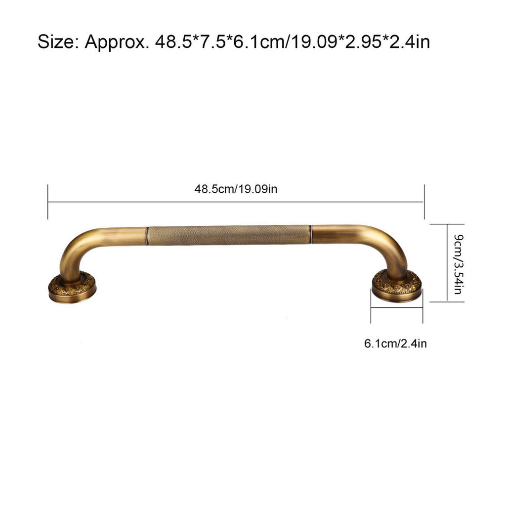 Antique Style Brass Carved Shower Tub Safety Grab Bar Wall Mounted Bathroom Accessories