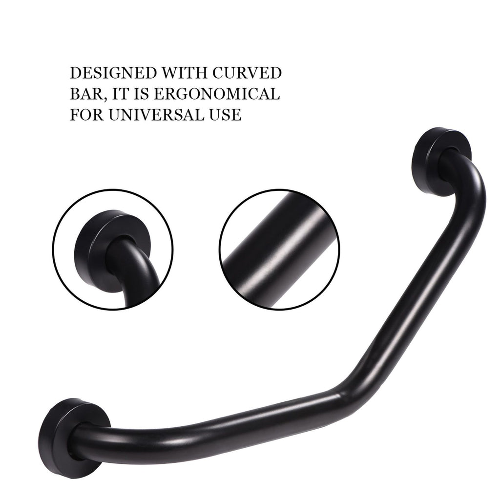 Stainless Steel Curved Shower Tub Safety Grab Bar Towel Rack Wall Mounted Bathroom Handrail