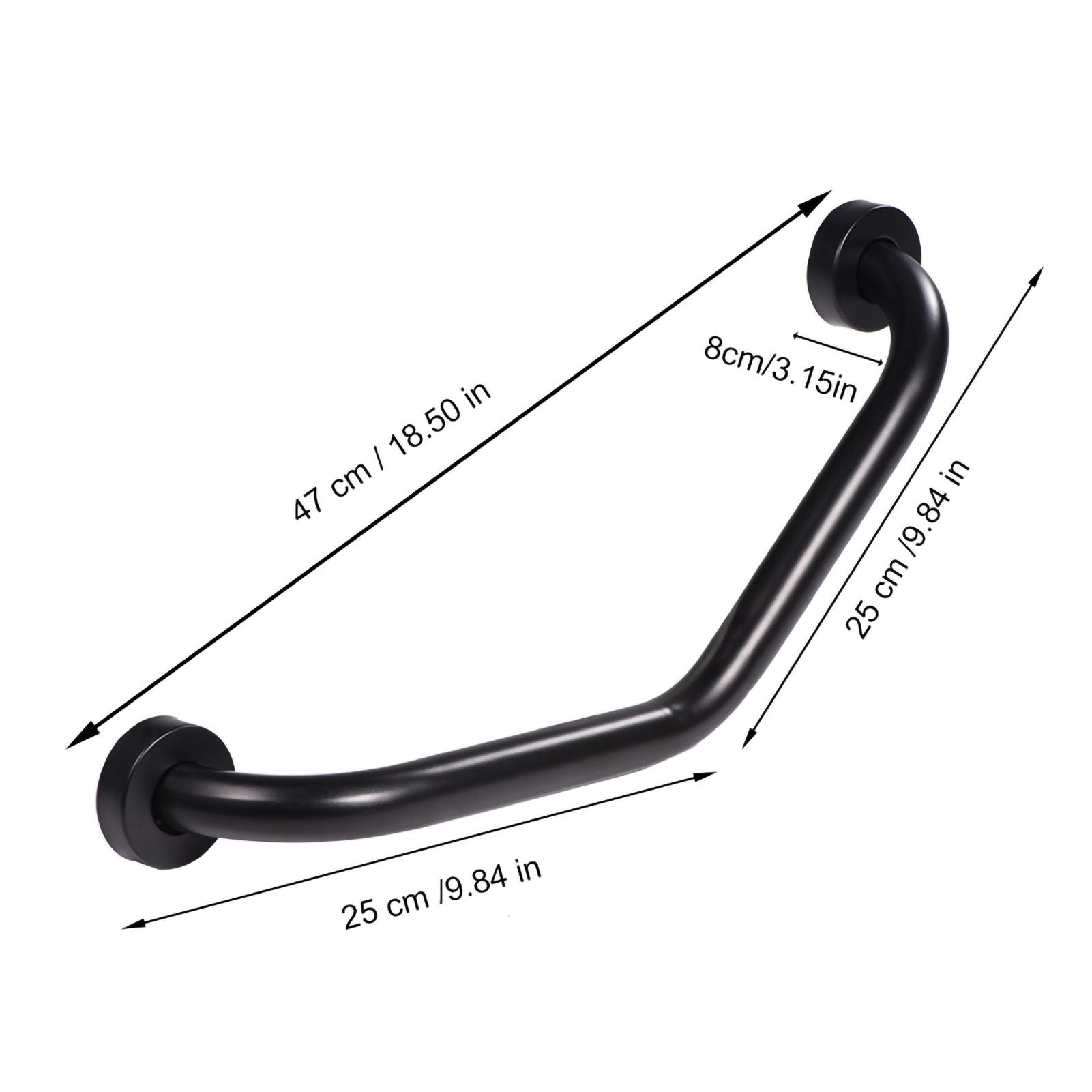 Stainless Steel Curved Shower Tub Safety Grab Bar Towel Rack Wall Mounted Bathroom Handrail