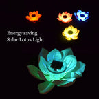 Waterproof Solar Power LED Color Changing Lotus Flower Floating Lamp Garden Colorful White