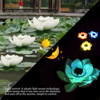 Waterproof Solar Power LED Color Changing Lotus Flower Floating Lamp Garden Colorful White