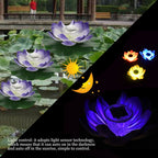 Waterproof Solar Power LED Color Changing Lotus Flower Floating Lamp Garden Colorful Purple