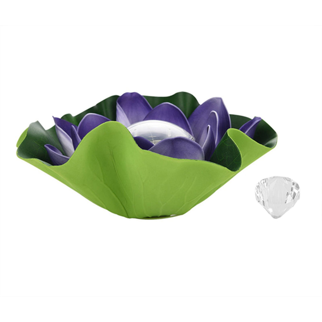 Waterproof Solar Power LED Color Changing Lotus Flower Floating Lamp Garden Colorful Purple