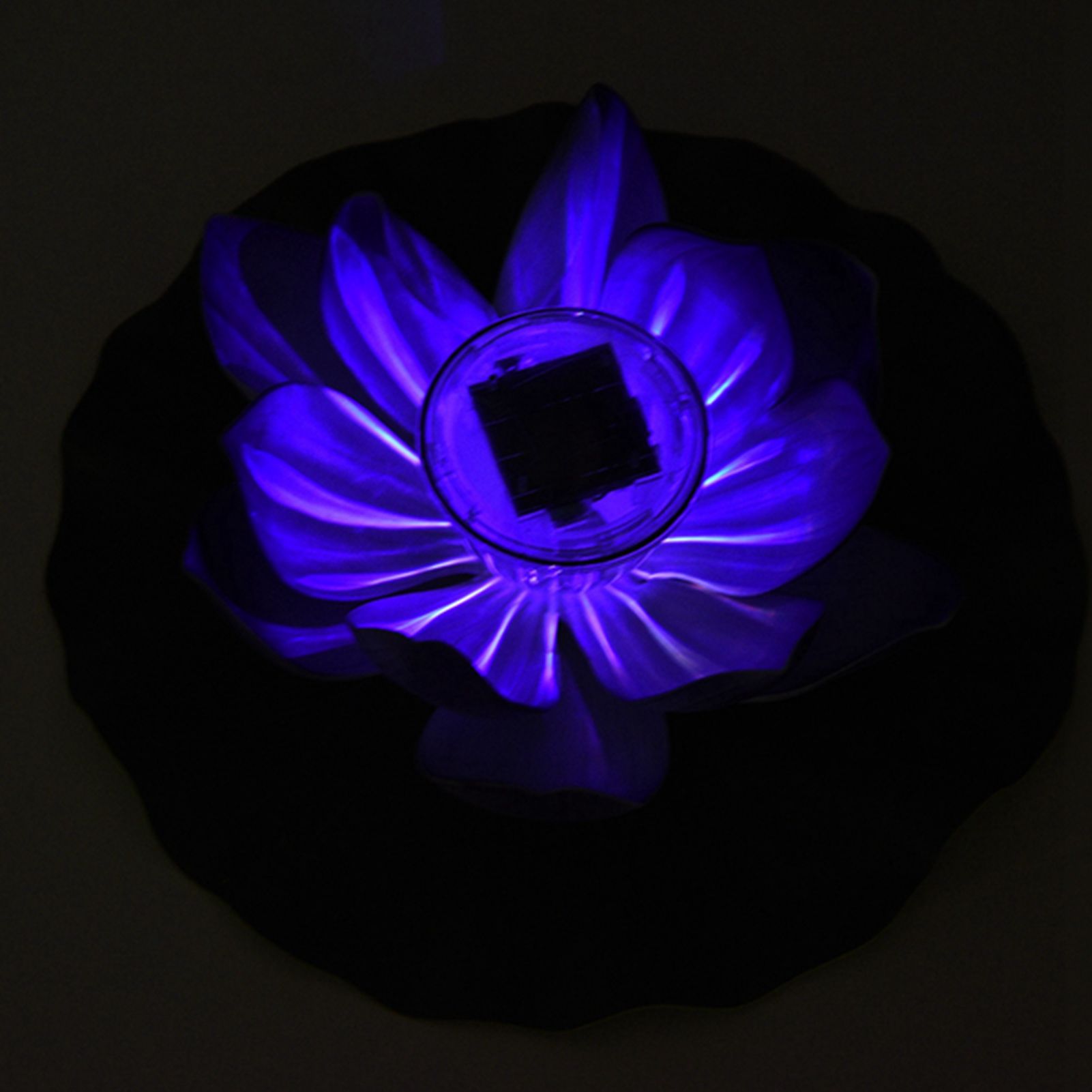 Waterproof Solar Power LED Color Changing Lotus Flower Floating Lamp Garden Colorful Purple