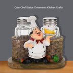 Cute Chef Statue Salt & Pepper Bottle Holder Ornaments Home Decor Kitchen Resin Crafts #A