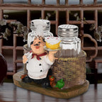 Cute Chef Statue Salt & Pepper Bottle Holder Ornaments Home Decor Kitchen Resin Crafts #A