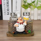 Cute Chef Statue Salt & Pepper Bottle Holder Ornaments Home Decor Kitchen Resin Crafts #A