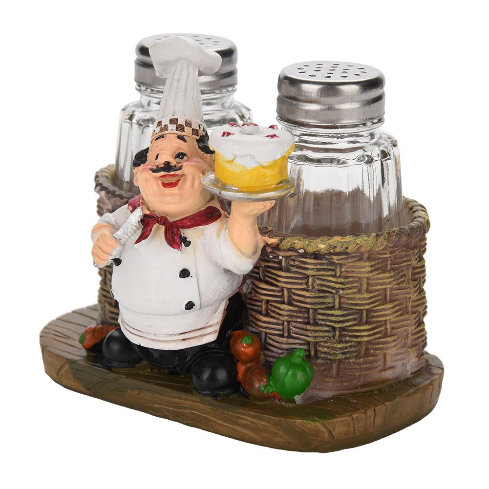 Cute Chef Statue Salt & Pepper Bottle Holder Ornaments Home Decor Kitchen Resin Crafts #A