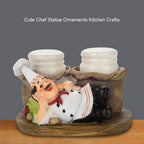 Cute Chef Statue Salt & Pepper Bottle Holder Ornaments Home Decor Kitchen Resin Crafts #C