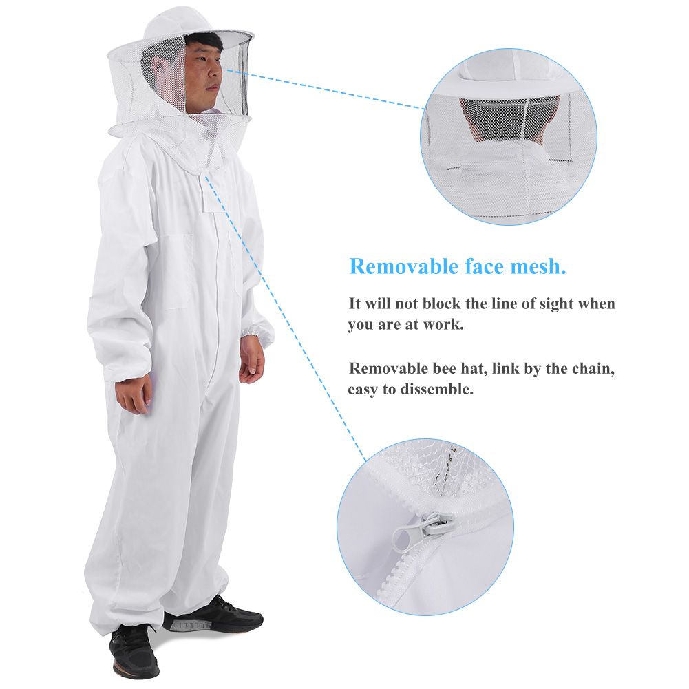 Professional Beekeeping Protective Equipment Bee Keeping Full Body Beekeeper Suit Hat L