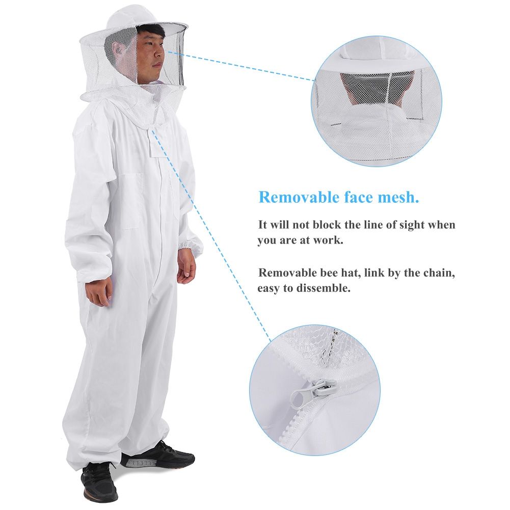 Professional Beekeeping Protective Equipment Bee Keeping Full Body Beekeeper Suit Hat XXL