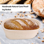 Handmade Unbleached Natural Cane Banneton Proofing Basket Dough Bread Baking Kit 21x13.5x8cm