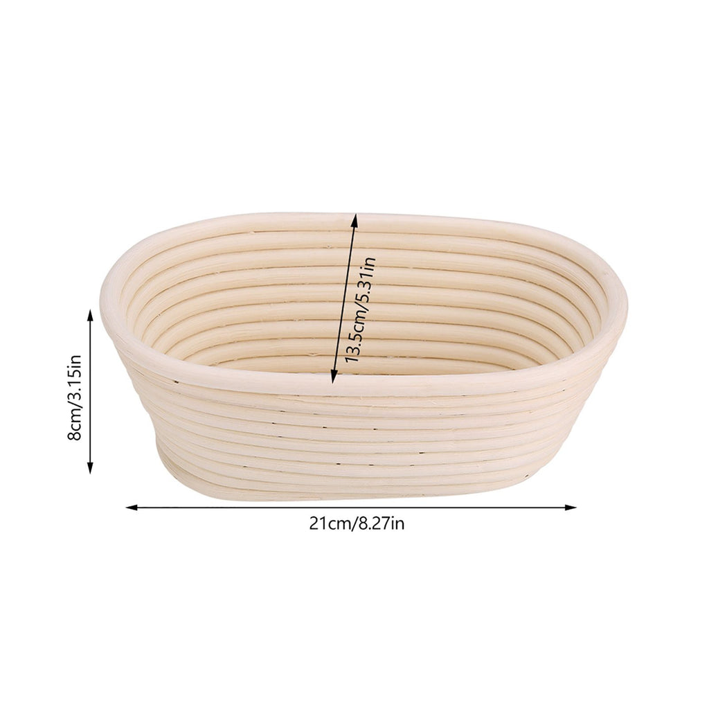 Handmade Unbleached Natural Cane Banneton Proofing Basket Dough Bread Baking Kit 21x13.5x8cm
