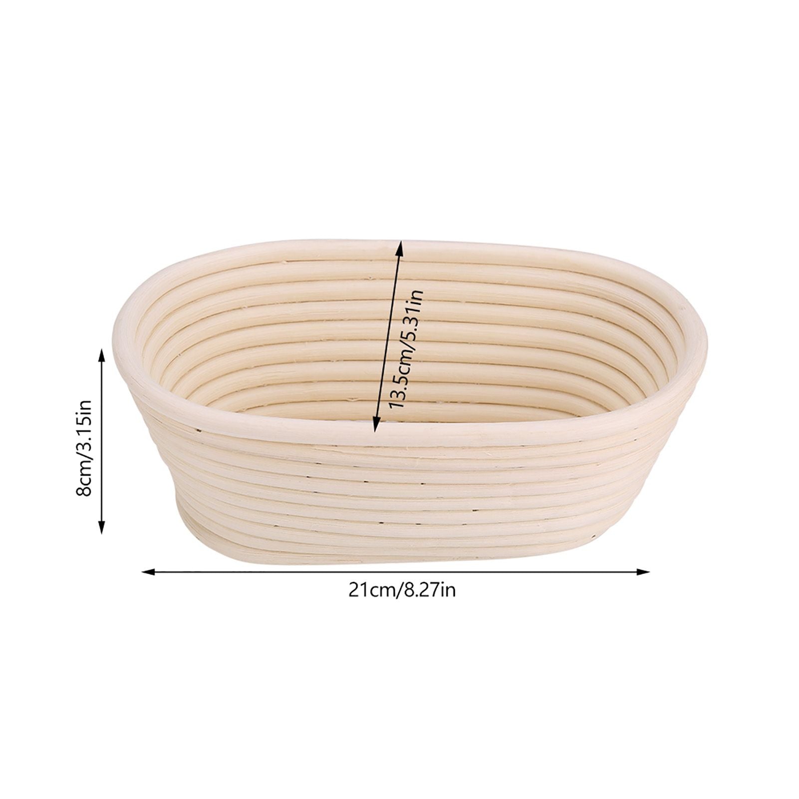Handmade Unbleached Natural Cane Banneton Proofing Basket Dough Bread Baking Kit 21x13.5x8cm