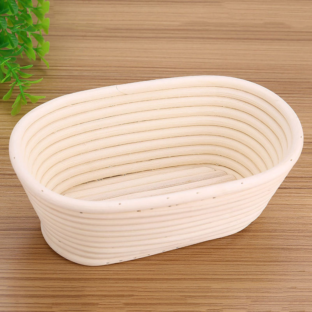 Handmade Unbleached Natural Cane Banneton Proofing Basket Dough Bread Baking Kit 21x13.5x8cm