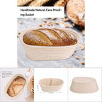 Handmade Unbleached Natural Cane Banneton Proofing Basket Dough Bread Baking Kit 21x13.5x8cm