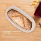 Handmade Unbleached Natural Cane Banneton Proofing Basket Dough Bread Baking Kit 25x14.5x8cm