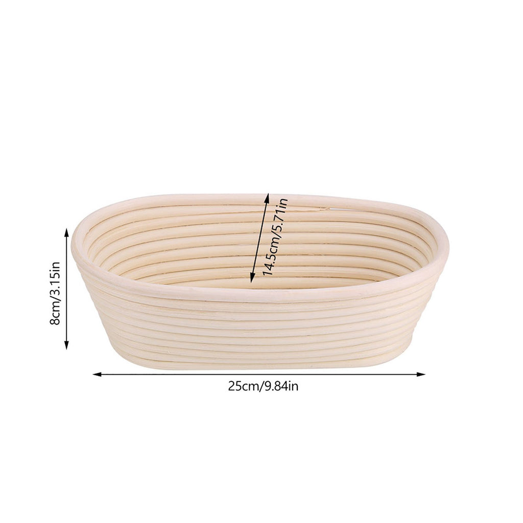 Handmade Unbleached Natural Cane Banneton Proofing Basket Dough Bread Baking Kit 25x14.5x8cm