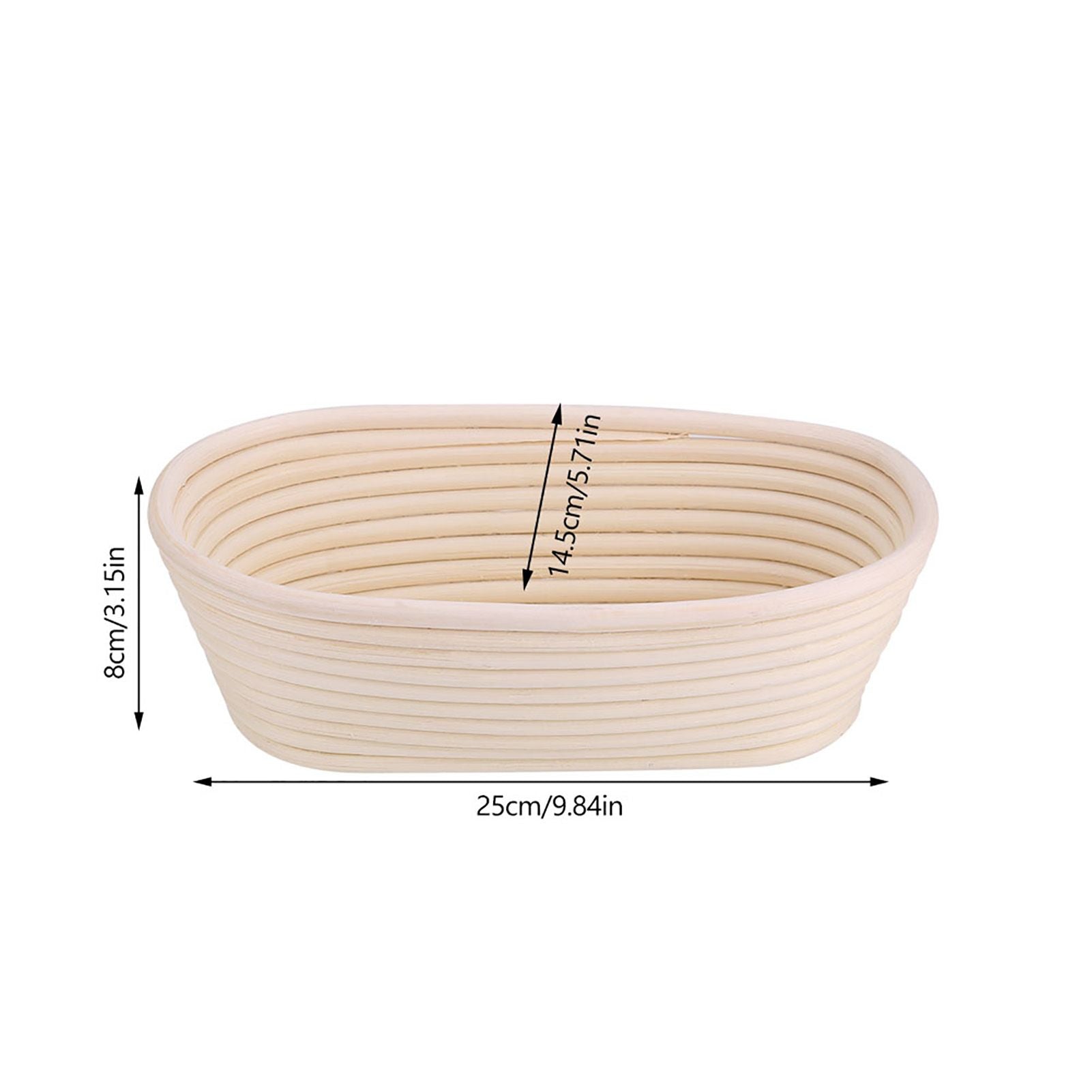 Handmade Unbleached Natural Cane Banneton Proofing Basket Dough Bread Baking Kit 25x14.5x8cm