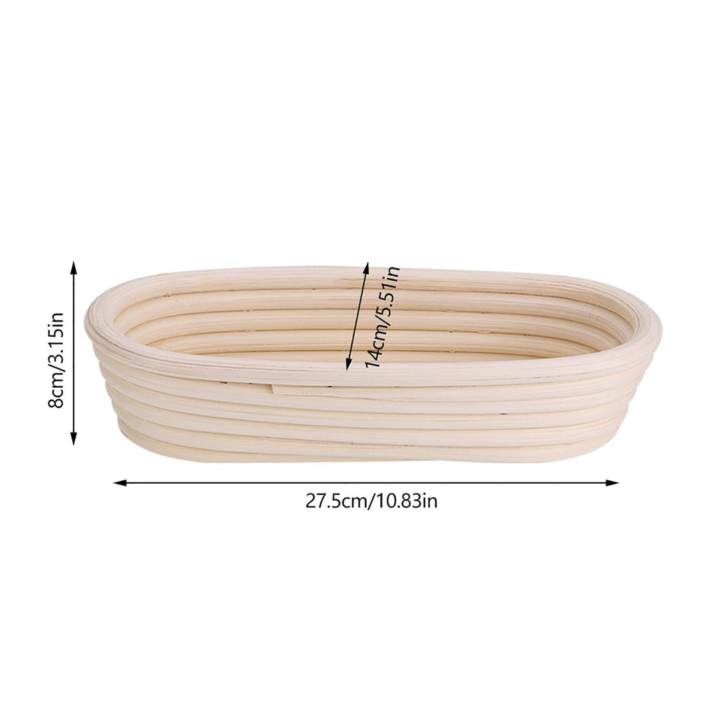 Handmade Unbleached Natural Cane Banneton Proofing Basket Dough Bread Baking Kit 27.5x14x8cm