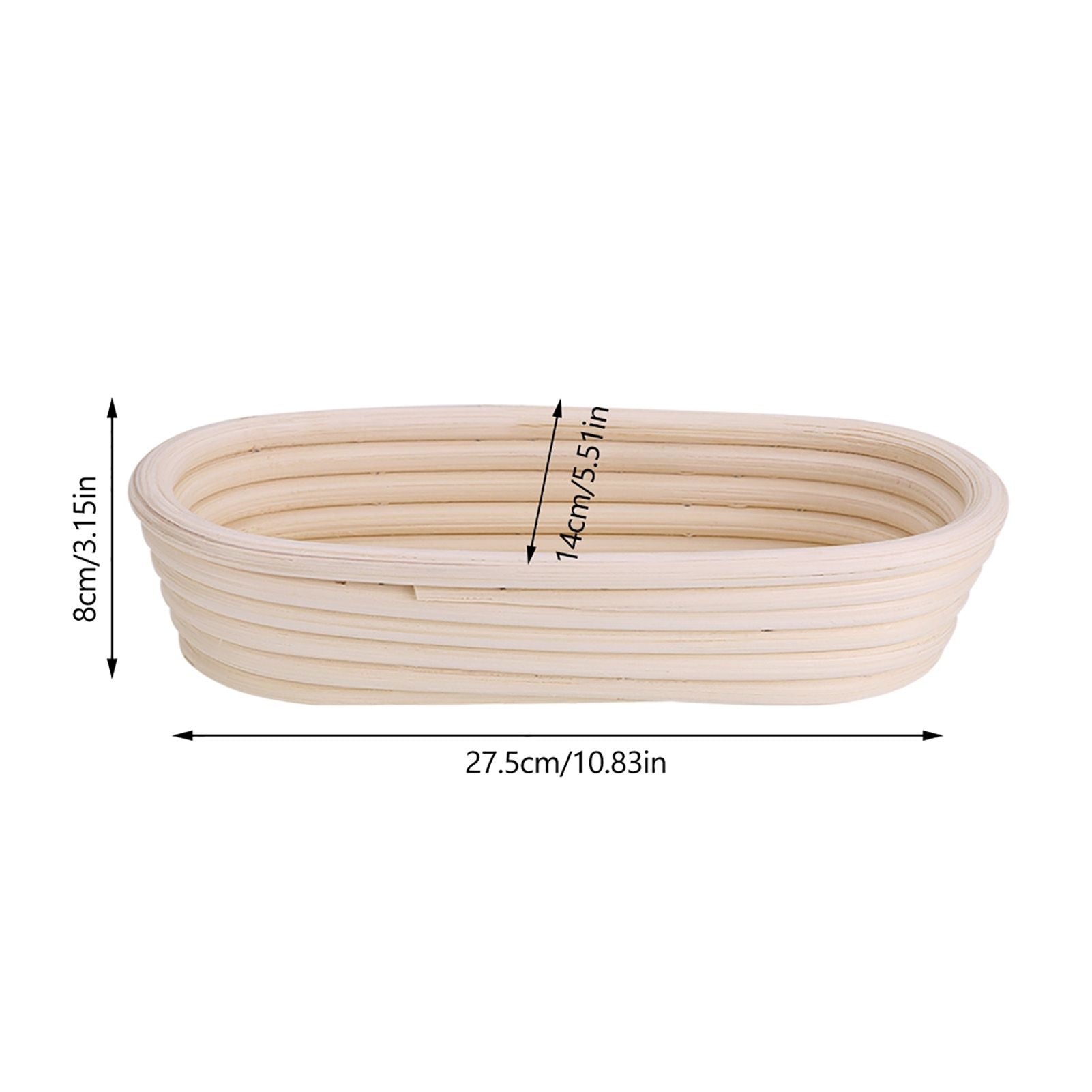 Handmade Unbleached Natural Cane Banneton Proofing Basket Dough Bread Baking Kit 27.5x14x8cm