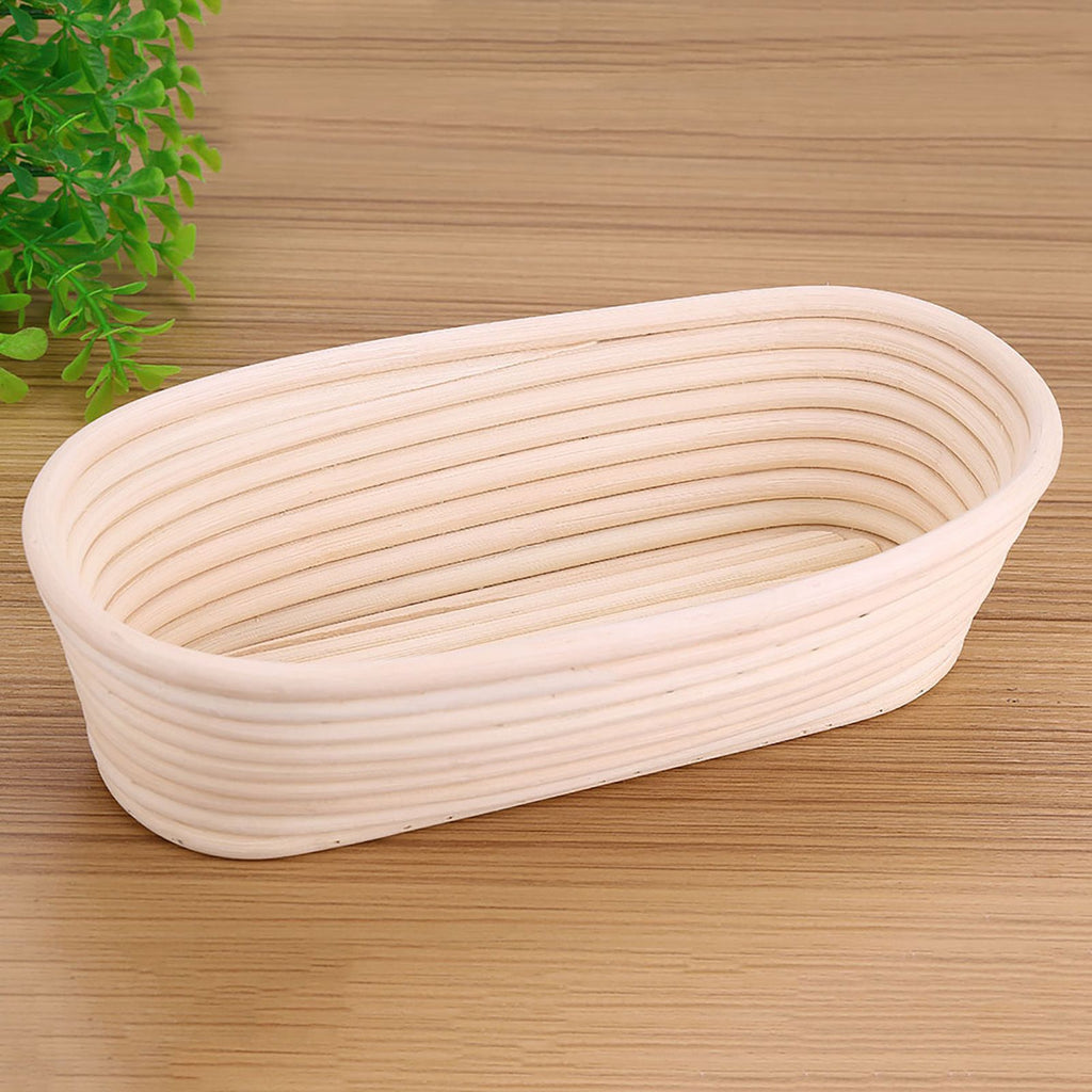 Handmade Unbleached Natural Cane Banneton Proofing Basket Dough Bread Baking Kit 27.5x14x8cm