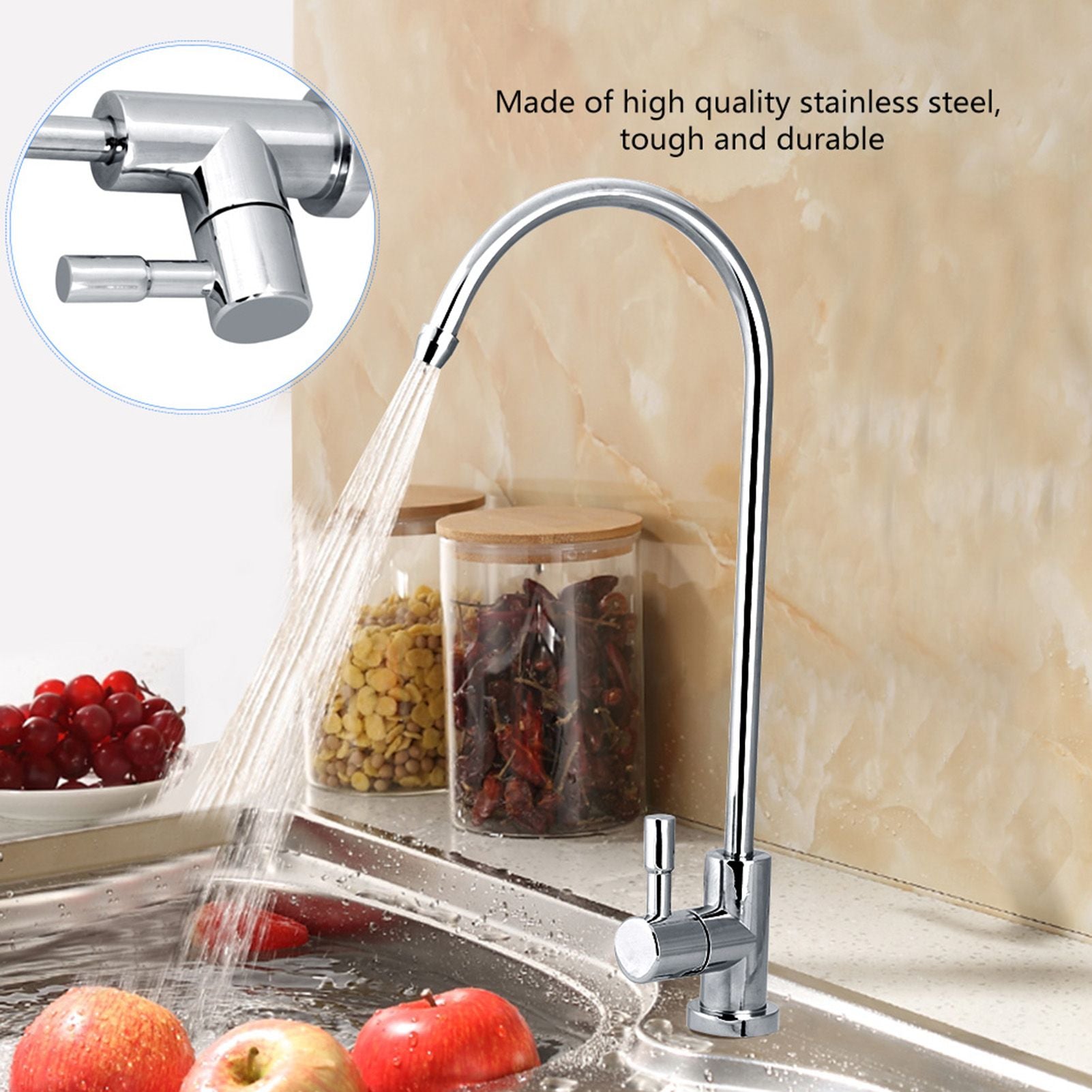 1/4'' zinc alloy Kitchen Sink Faucet Tap Chrome Reverse Osmosis RO Drinking Water Filter