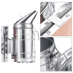 Bee Hive Smoker with Heat Shield Protection Board Iron Beekeeping Equipment