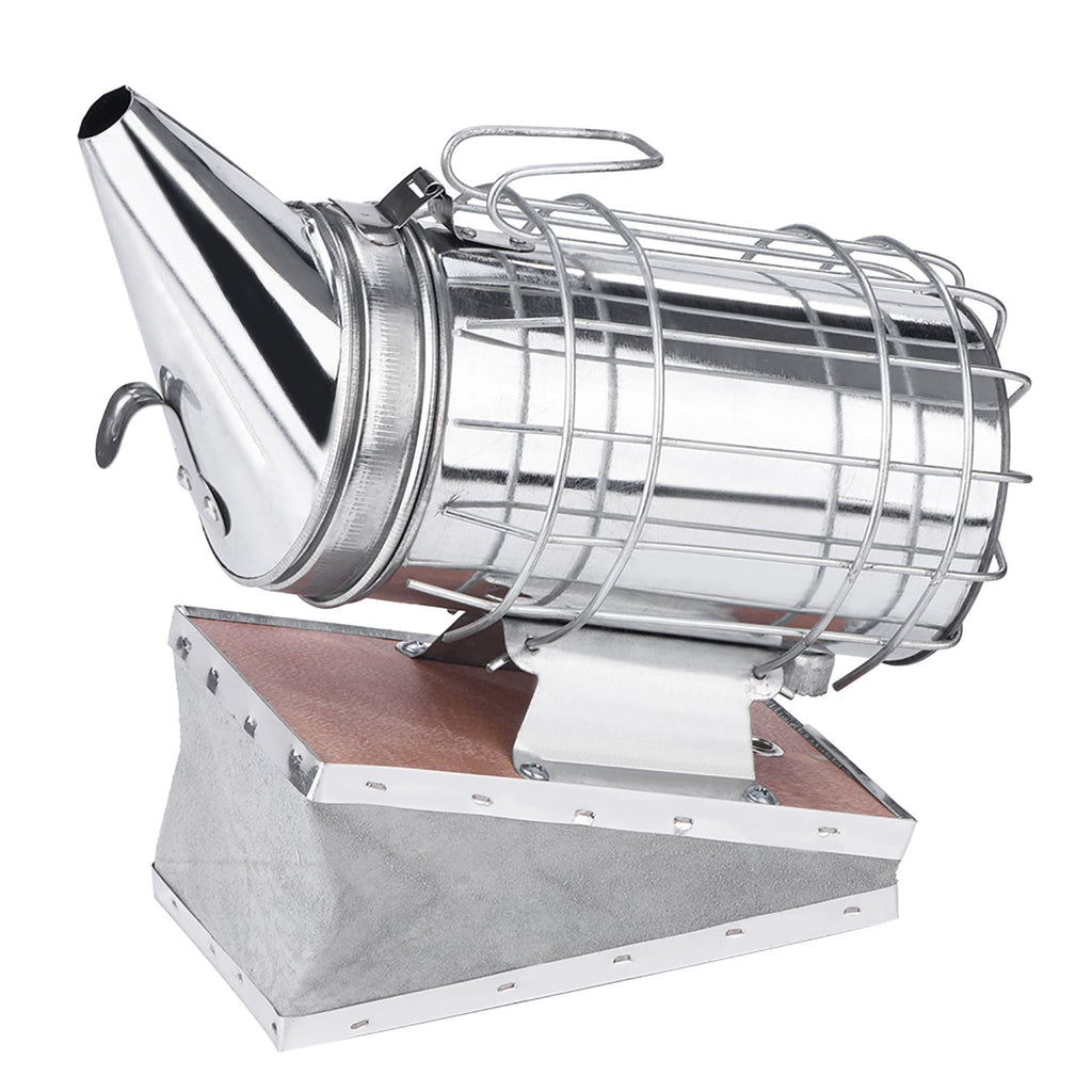Bee Hive Smoker with Heat Shield Protection Board Iron Beekeeping Equipment