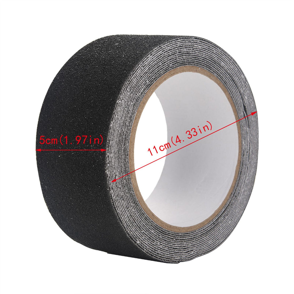5M*5cm PVC NOn Slip Anti Skid Adhesive Tape for Stair Step Floor Safety Decoration (Black)