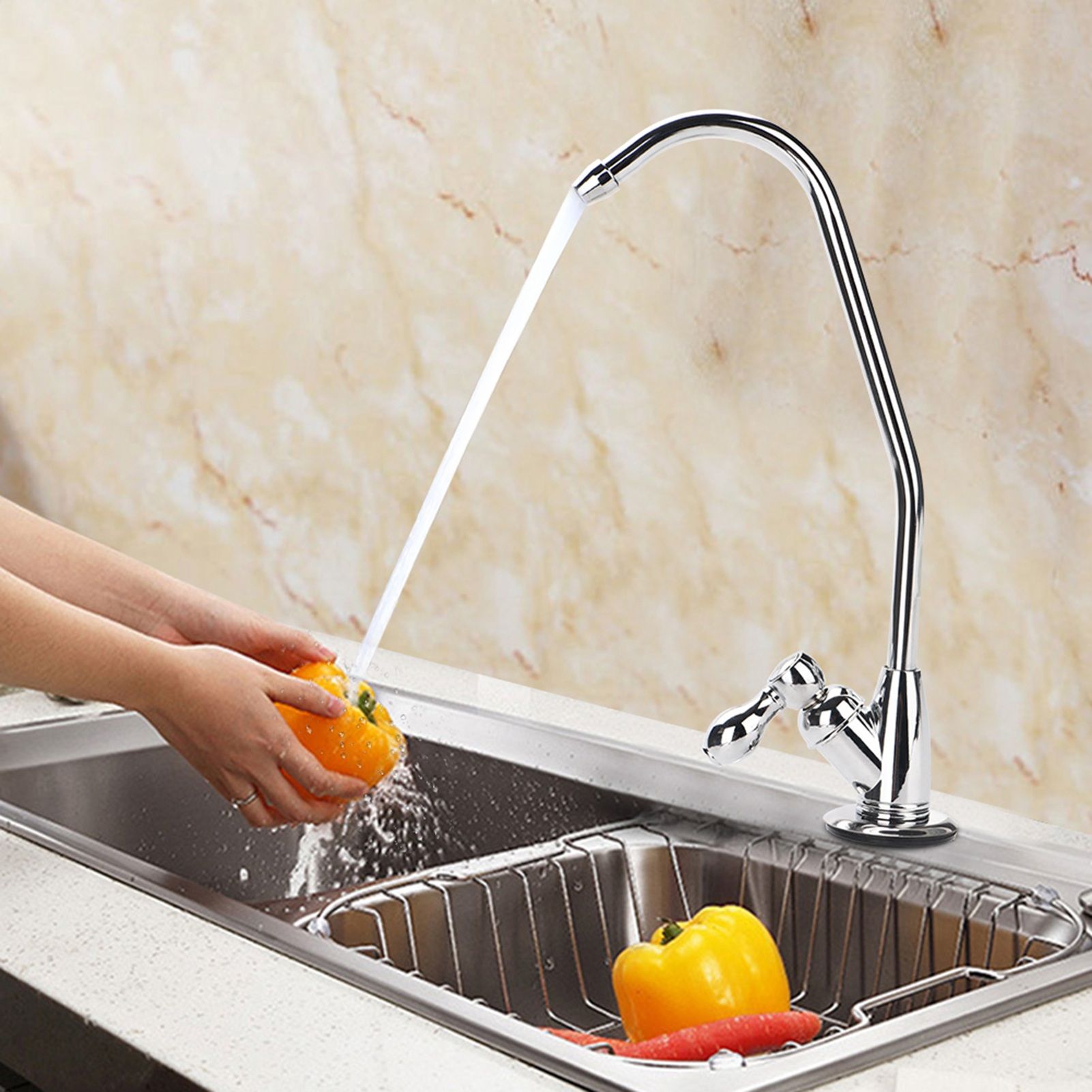 1/4'' Zinc Alloy Kitchen Faucet Tap Chrome Reverse Osmosis RO Drinking Water Filter
