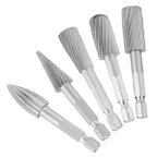 5pcs 1/4inch Hex Shank High Speed Steel Burrs Rotary Files Tools for Aluminum and Iron Hardware