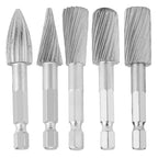 5pcs 1/4inch Hex Shank High Speed Steel Burrs Rotary Files Tools for Aluminum and Iron Hardware