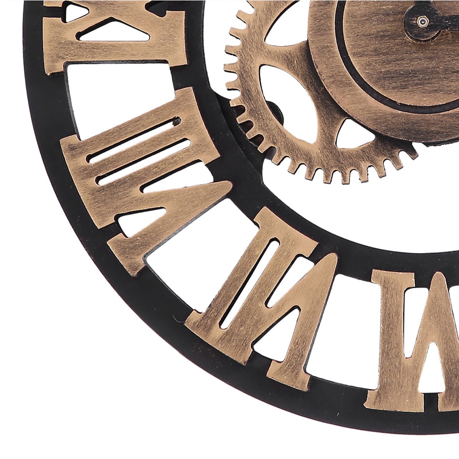 3D Rustic Handmade Wall Clock Gear Wooden Vintage Decor for Living Room/Office/Bar 30cm Gold