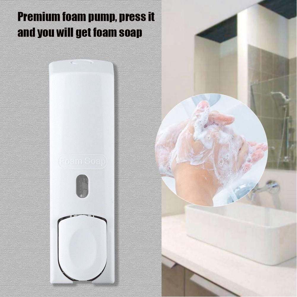 600ml Wall Mounted Manual Foam Soap Liquid Dispenser Lotion Box for Bathroom Kitchen (White)