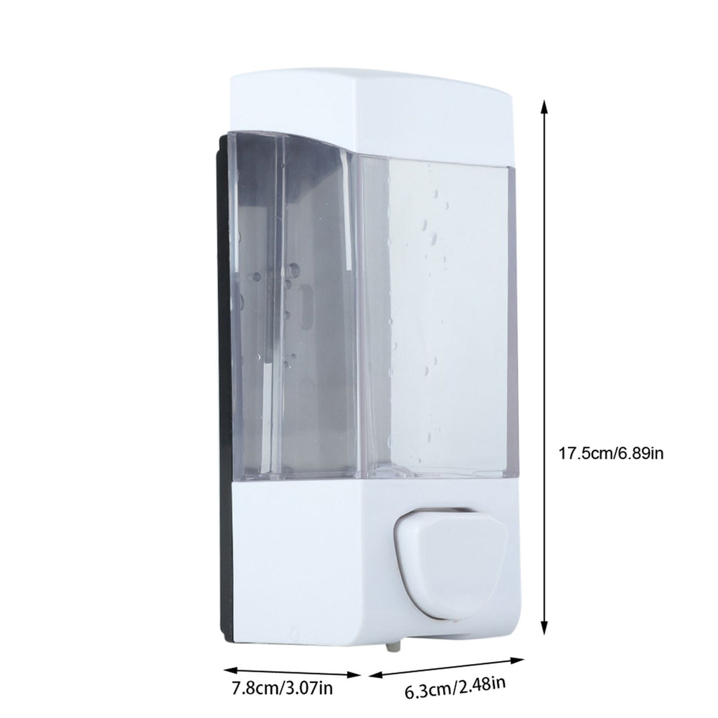 350ml Bathroom Manual Plastic Soap Liquid Lotion Shampoo Dispenser Box Holder Wall Mounted