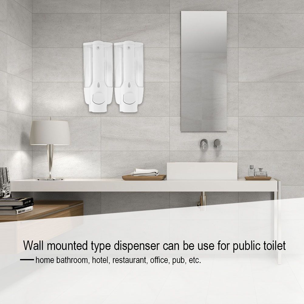 350ml Bathroom Hotel Wall Mounted Plastic Soap Liquid Shampoo Lotion Manual Dispenser