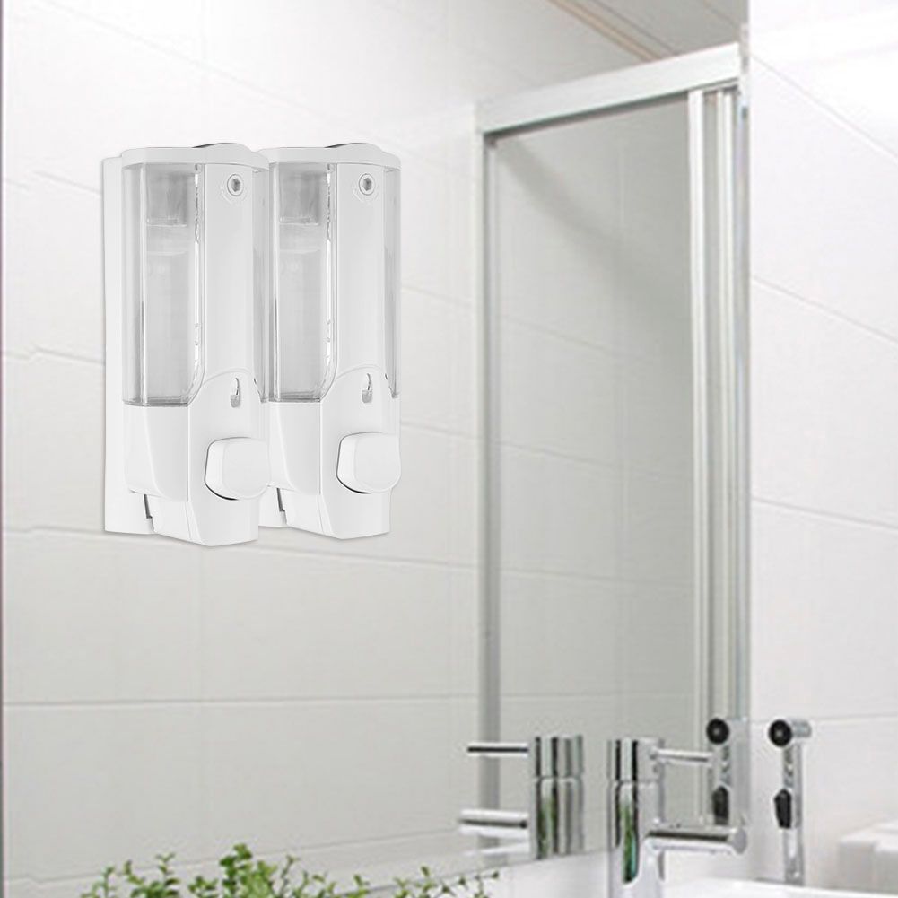 350ml Bathroom Hotel Wall Mounted Plastic Soap Liquid Shampoo Lotion Manual Dispenser
